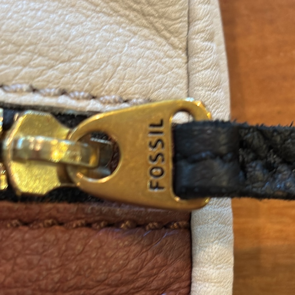 FOSSIL BUCKET HOBO TOTE Leather Tri-Color EUC & Strap Crossbody 2-Way Bag Boho - Picture 10 of 17
